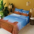 thumbnail image 3 of Ambesonne American Fitted & Top Sheet Set with Shams, Historical Wild West, Burnt Orange Blue, 3 of 5