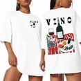 thumbnail image 5 of Aiyino Wine & Fruit Print T Shirt Women's Vino Graphic Crewneck Summer Casual Hawaiian Vacation Blouse,White L, 5 of 9