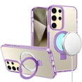 thumbnail image 2 of Designed for Samsung Galaxy S24+ /S24 Plus Transparent HQ Magnetic Ring Circle Stand with MagSafe Compatible Hybrid Dotted Edged Phone Case Cover [Purple], 2 of 8
