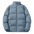 thumbnail image 2 of safuny Winter padded Coats For Men Lightweight Loose Long Sleeve puffer Jackets Zip Up Warm Thermal Fleece Oversized Stylish Parka Hooded Blue M, 2 of 6