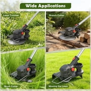 Electric Cordless Weed-Eater, 4.0Ah Cordless Weed Wacker String Trimmer, 24V Grass Trimmer with 2 Battery, Charger Included