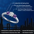 thumbnail image 2 of Gem Stone King 1.00 Cttw Lab Grown Diamond and Purple Amethyst 3-Stone Engagement Ring for Women | 925 Sterling Silver | Round 5MM | Three Stone Wedding Engagement Anniversary Ring for Women | Siez 9, 2 of 6