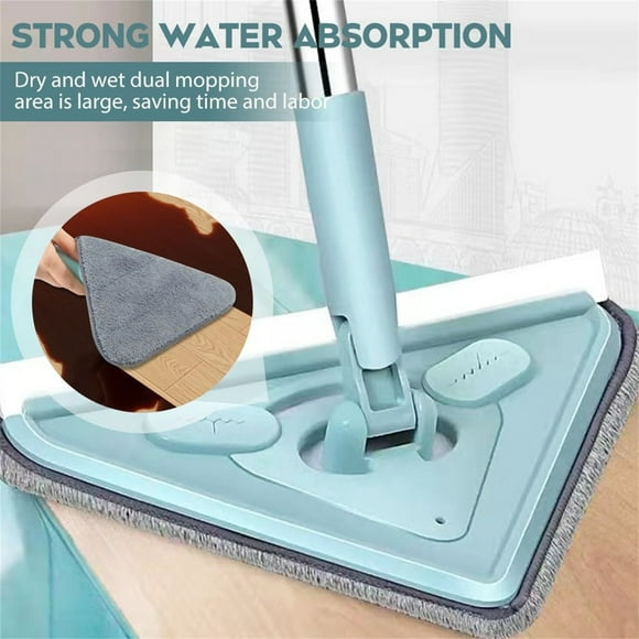 Multifunctional Triangle Mop Spliced Triangle Mop 360° Rotatable Adjustable Cleaning Mop Swifter Dusters Mop with Reusable Washable Pads Sponge Mops Floor Dry Microfiber Spray Mop for Floor Cleaning