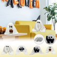 thumbnail image 6 of QLUEWX Halloween Sherpa Ghost Plush Decor with Blanket, 10.63 Inch Cute Stuffed Ghost Ornament with Black Cat Bat Pumpkin for Tiered Tray Tabletop Home Party Boo Basket Gift for Kids Toddlers, 6 of 6