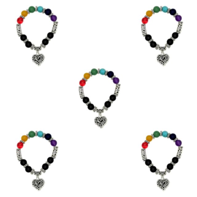 Qarigey curativa de chakras con piedras naturales para la paz interior Pulseras de chakras Cristales de chakras 10 mm Type2 NO2