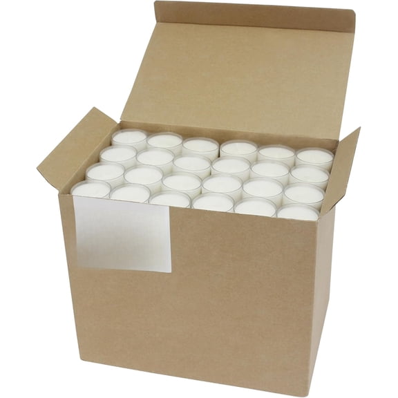 96 Count White Unscented Smokeless Long Burning Clear Cup Tea Light Candles with 6 to 7 Hour Burn Time