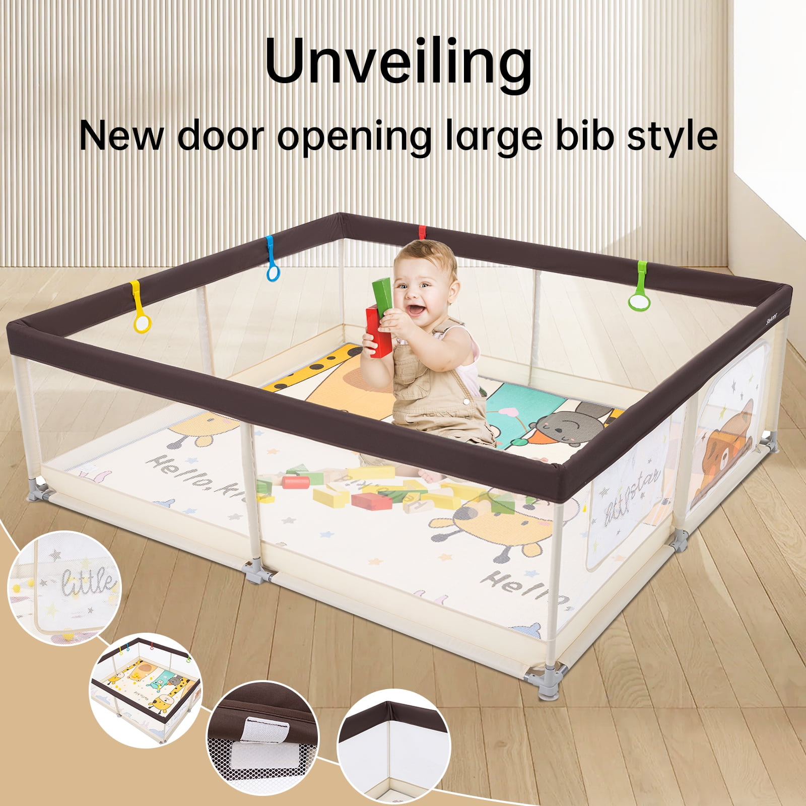 71"x79"Large Playyard, Baby Playpen with Mat, Unisex Toddlers Play Yard,Big Baby Fence with Gate