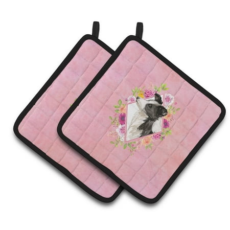 

Carolines Treasures CK4258PTHD Border Collie Pink Flowers Pair of Pot Holders 7.5HX7.5W multicolor