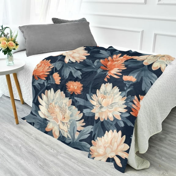 Fluorescent Cover blanket 70x55 inch frannel blanket Office nap blanket Camping blanket Bedding travel blanket Glow blanket Beautiful Colored Chrysanthemum
