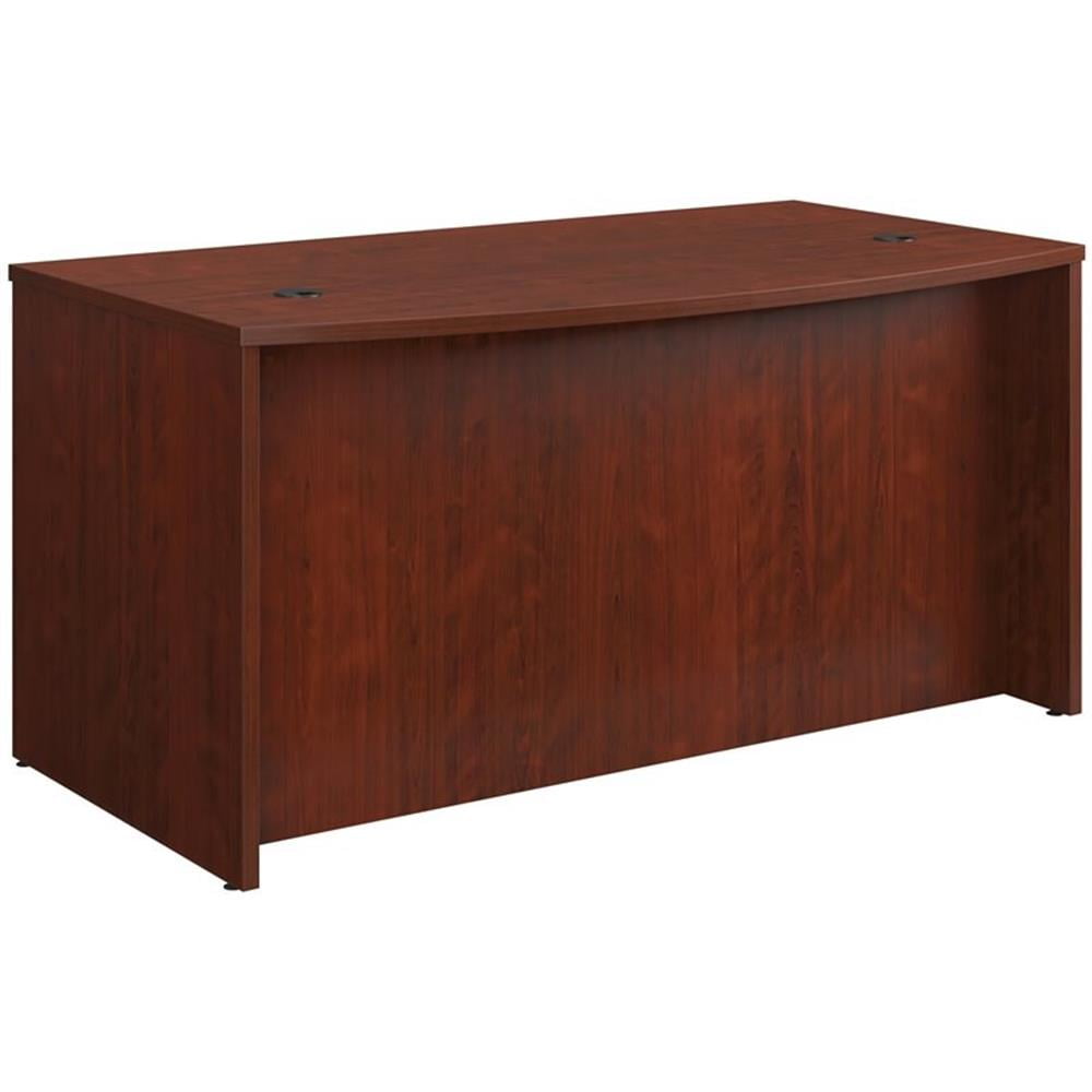 Pemberly Row Engineered Wood Bowfront Executive Desk in Classic Cherry