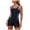 Blue, variant on Womens Boyleg Racerback One Piece Swimsuit Athletic Full Coverage Swimwear Lap Swimming Suit (White, XL)