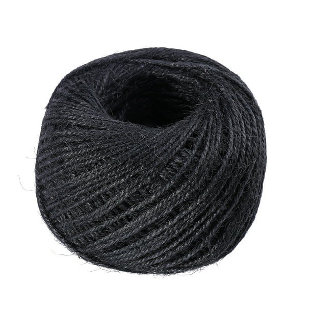 Cordón de cáñamo natural Cuerda de hilo de yute para manualidades, manualidades, embalaje de regalo, boda, cumpleaños, baby shower, decoración, adorno de jardinería (negro)