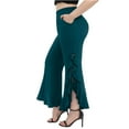 thumbnail image 2 of Pants for Women with Pockets Ladies' Gothic Court Dressy Long Pants Slim Solid Color Side Slit Elastic Waist Lace-up Swing Trousers for Party Navy XXL, 2 of 10