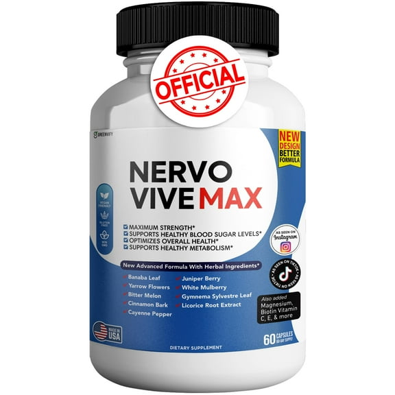 GREENVIFY Nervovive Max - Brain Support Supplement Enhance Memory & Focus Clear Brain Fog & Boost Cognitive Function 60 Natural Capsules (1)