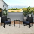 thumbnail image 4 of HILLROAD 3-Piece Woven Rattan Wicker Seating Set, Black/Navy, 4 of 5