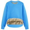 thumbnail image 2 of Women’s Thermal Fleece Lined Crew Neck Sweatshirt Sherpa Pullover Long Sleeve Warm Winter Top Soft Comfy Cold Weather Sweater for Layering,Blue,L, 2 of 3