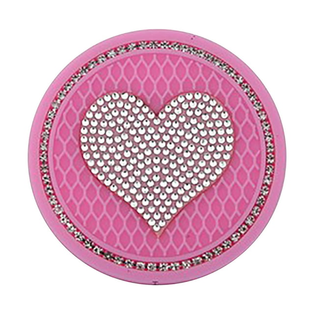 Crystal Rhinestone Car Cup Coaster with Non-Slip Base, Decorative Holder for Beverages, Fits 2.76-Inch Vehicle Cup Holders