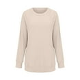 thumbnail image 6 of Women's Rib Knit Long Sleeve Mid Length Pullover Sweater, Lightweight Loose Fit Crewneck Top with Functional Pockets for Casual Wear, Fall Winter Season Outfits and Daily Comfort Fashion Beige L, 6 of 8