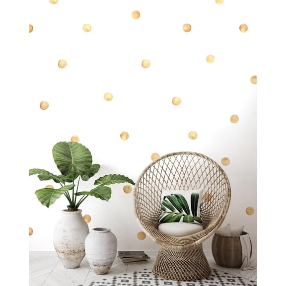 Watercolor Dots Vinyl Wall Stickers - Gold
