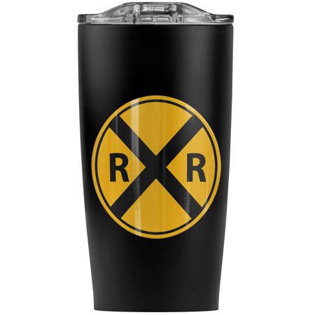 

Railroad Crossing Traffic Sign Train Stainless Steel 20 oz Travel Tumbler Vacuum Insulated & Double Wall with Leakproof Sliding Lid | Great for Coffee/Hot Drinks and Cold Beverages