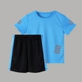 thumbnail image 2 of CYRBOKO Boys Outfit Sets, Summer Running2025 Short Sleeve Quick-Dry Althic Clothing Set Blue Size 5-6 T, 2 of 9