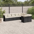 thumbnail image 1 of vidaXL 9 Piece Garden Sofa Set with Cushions Black Poly Rattan, 1 of 5