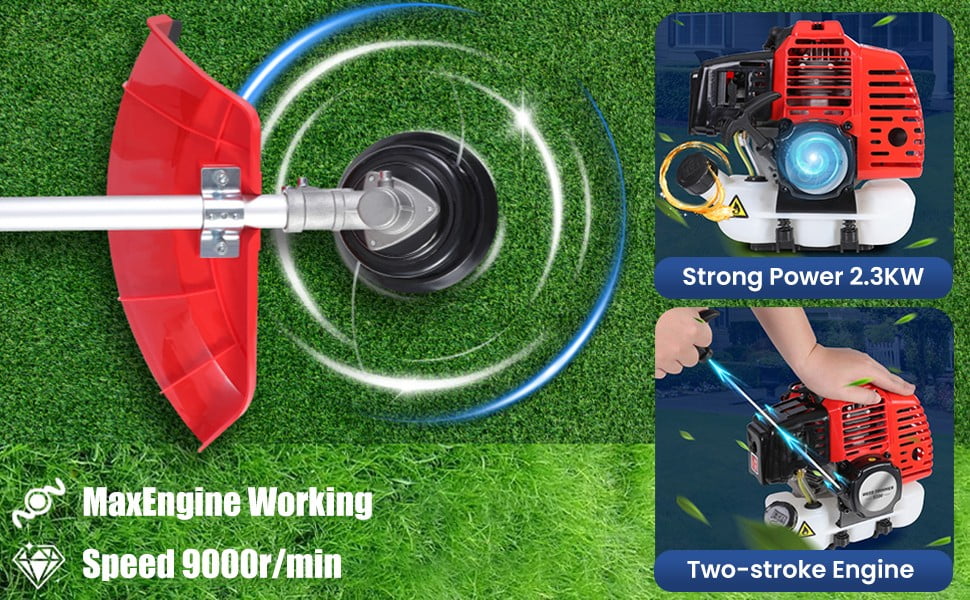 Floseru Gas Weed Eater, 52cc 2-Stroke 5 in 1 Multi-Functional Petrol Hedge Trimmer Chainsaw Brush Cutter Weed Wacker Weed Eater Gas Powered String Trimmer