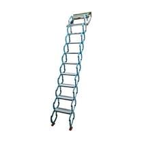 8.2ft Narrow Wall Mounted Retractable Folding Ladder Loft Stairs 10 Steps Al-Mg Alloy Blue-white