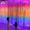 thumbnail image 2 of Honche LED Curtain Lights Indoor 300LEDs Waterfall Fairy String Lights Bedroom Christmas Decoration Lighting(Rainbow Color), 2 of 4