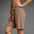 thumbnail image 5 of Cagogo Women's Drawstring Loose Shorts Summer Casual Flowy Beach Shorts Elastic Waist Comfy Lounge Trousers Fashion Beachwear Clothes, Brown M, 5 of 5