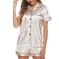 thumbnail image 7 of Satin Pajama Sets for Women Short Sleeve Button Down Silk Pajama Set Soft Two Piece Pj Shorts Sets Loungewear Nightwear, 7 of 7