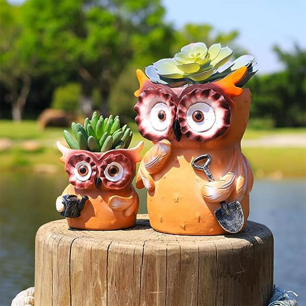 Osdhezcn Owl Mom Dad Gypsum Flower Pot Silicone Mold Epoxy Resin Casting Mold Succulent Vase Cement Clay Mold Pen Holder Mold