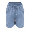 thumbnail image 5 of adviicd Womens Plus Size Shorts Casual Elastic Waist Drawstring Comfy Lightweight Quick Dry Summer Shorts with Pockets Blue, M, 5 of 8