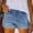 Sky Blue, variant on Vertical Ripped Denim Bermuda Shorts with Wide Cuffed Hem Women's High Waisted Denim Shorts Casual Ripped Summer Hot Short Jeans Frayed Distressed Jeans Shorts Sky Blue L