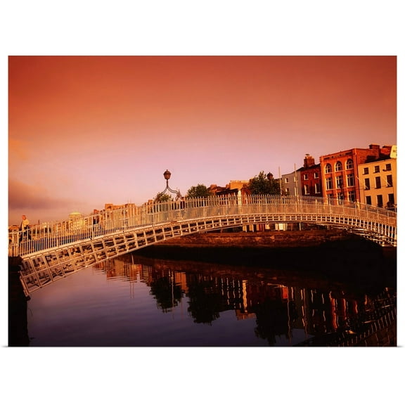 Great BIG Canvas | Rolled The Irish Image Collection Poster Print entitled Ha'penny Bridge, River Liffey, Dublin, County Dublin, Ireland