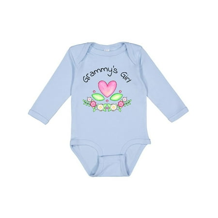 

Inktastic Grammy s Girl- Heart Flowers Gift Baby Girl Long Sleeve Bodysuit
