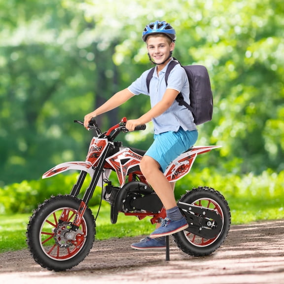 Thehsnt 49cc Gas-Powered Kids Dirt Bike - High-Speed 25MPH Off-Road Motorcycle for Youth Ages 6-14, Motocross Bike with Front & Rear Disc Brakes