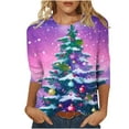 thumbnail image 2 of Holiday Gifts! Titcea Christmas Shirts for Women 3/4 Sleeve Crewneck Cute Christmas Print Pullover Sweaters 2024 Loose Comfort Casual Tops, 2 of 5