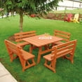 thumbnail image 2 of A &amp; L Furniture Yellow Pine Traditional Square Picnic Table with 4 Backed Benches, 2 of 2