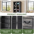 thumbnail image 4 of Uforic 76'' Kitchen Pantry Cabinet with 2 Drawers, Tall Storage Cabinet with Glass Doors & Adjustable Shelves, Dark Rustic Oak, 4 of 9