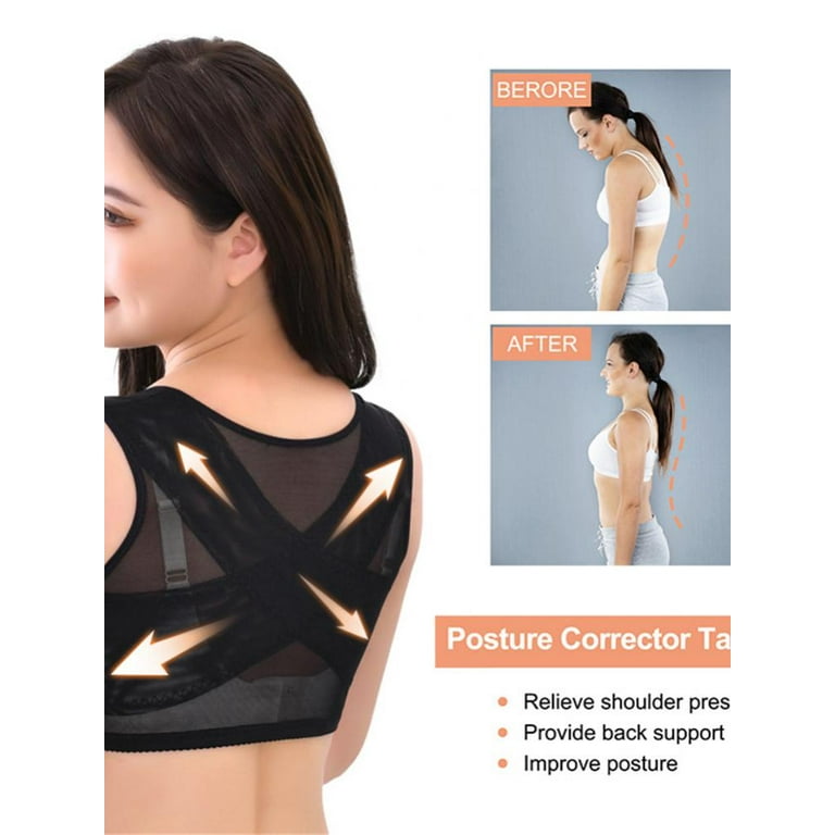 Body Shaper Bra Support Wide Shoulder Belt U‑Shaped Chest Support Posture  Corrector for Create A Slim Figure,Black-Large