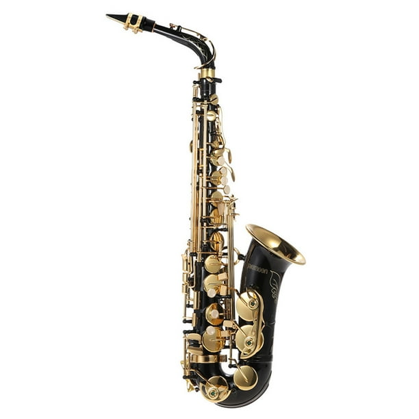 Saxofón ammoon Eb Alto Saxophone Latón Lacado Oro E Plano Tipo de Clave de Sax 82Z Instrumento de Woodwind con Cepillo de Limpieza Guantes Corcho Correa de Grasa Acolchado Caja TOMSHOO Saxofón