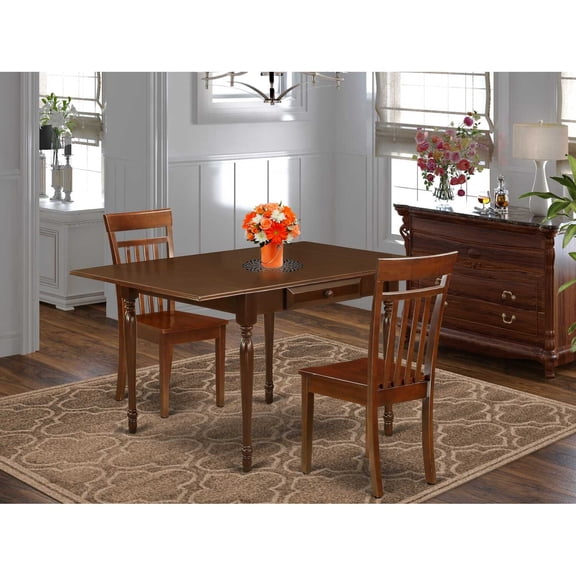 East West Furniture Dining Room Set Mahogany, MZCA3-MAH-W