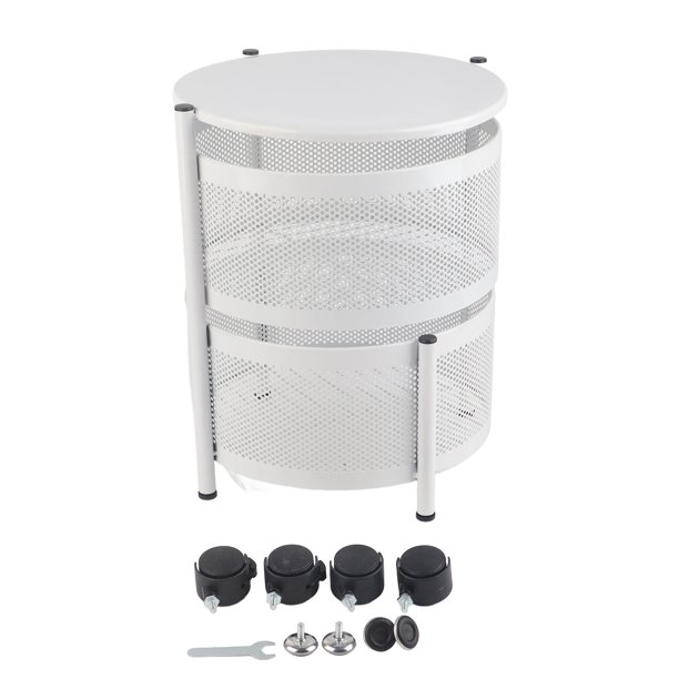 Estante Giratorio De Almacenamiento De Cocina Almacenamiento De Cocina Estante Giratorio Cesta Giratoria De Metal Estable Con Ruedas Para Frutas Verduras Redondo Blanco 4 Capas ANGGREK FE3117