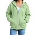 thumbnail image 5 of Zip Up Hoodie Women Fall Winter Long Raglan Sleeve Loose Plain Hooded Sweatshirt with Pockets Casual Jacket Outerwear, 5 of 8