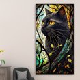 thumbnail image 3 of Pintura de diamante 5D DIY Taladro redondo completo Gato Vidrieras Decoración para el hogar Negro JShteea El nuevo, 3 of 9