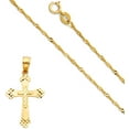 thumbnail image 5 of 14k Yellow Gold Cross Religious Pendant Charm 1.2mm Singapore Necklace Chain (24), 5 of 5