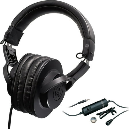 Adam Professional Audio - Audio-Technica Professional Monitor Headphones (ATH-M20X) with Audio-Technica Omnidirectional Condenser Lavalier Microphone