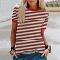 thumbnail image 2 of cfhntfmh Summer Tops for Women 2024 Trendy Print Short Sleeve Lounge Shirts Color Block Loose Round Neck Basic Tees, 2 of 5