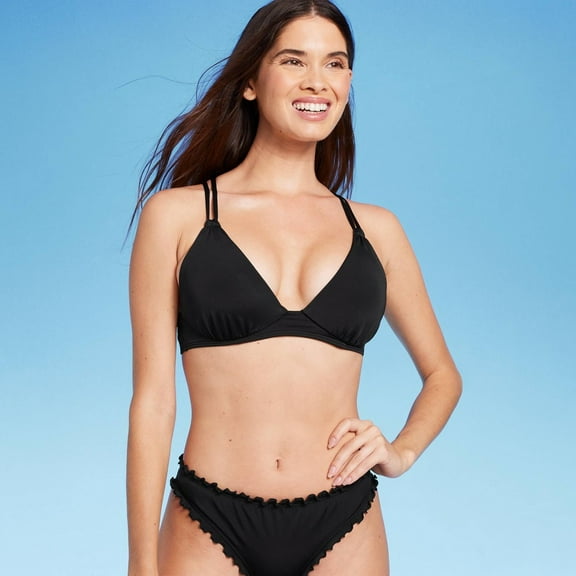 Women's Triangle Push-up Tunneled Strap Bikini Top - Shade & Shore‚Ñ¢ Black 32B